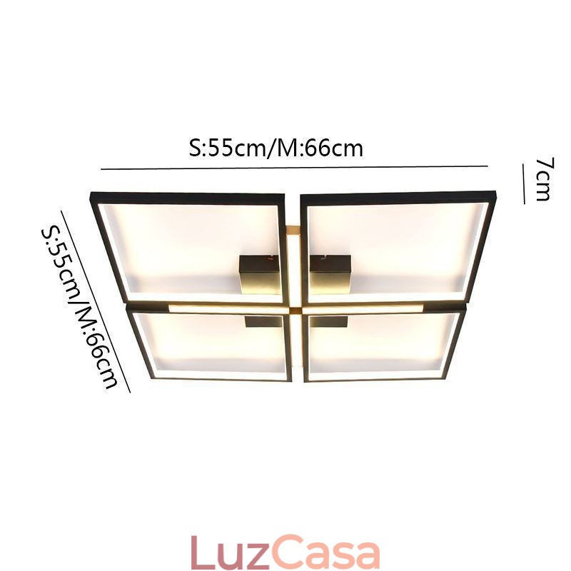 Luminária de teto quadrada embutida, luz decorativa acrílica