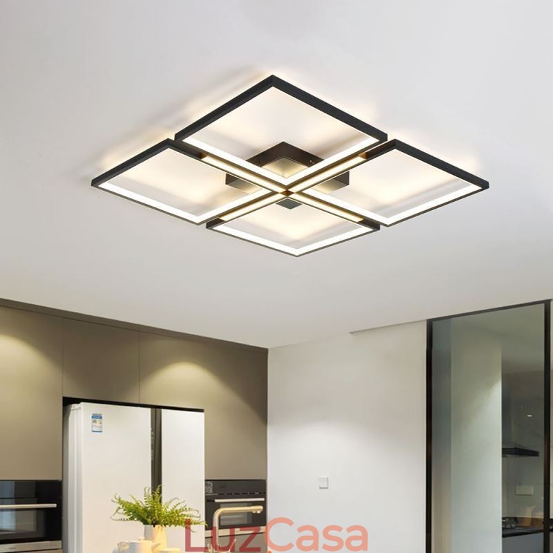 Luminária de teto quadrada embutida, luz decorativa acrílica