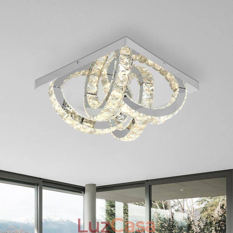 Luminária de teto de cristal semi-anel embutida
