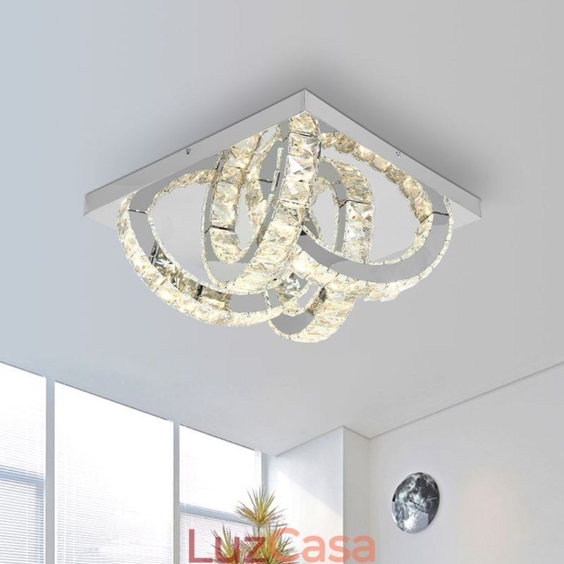 Luminária de teto de cristal semi-anel embutida