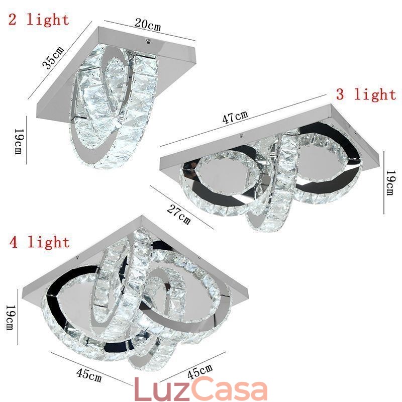 Luminária de teto de cristal semi-anel embutida