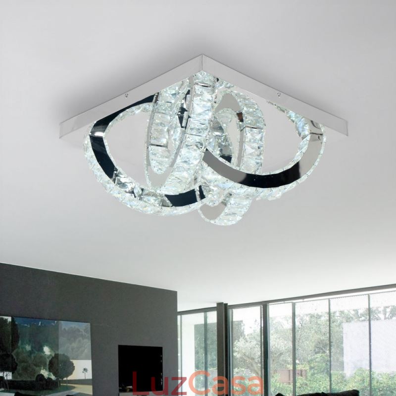 Luminária de teto de cristal semi-anel embutida