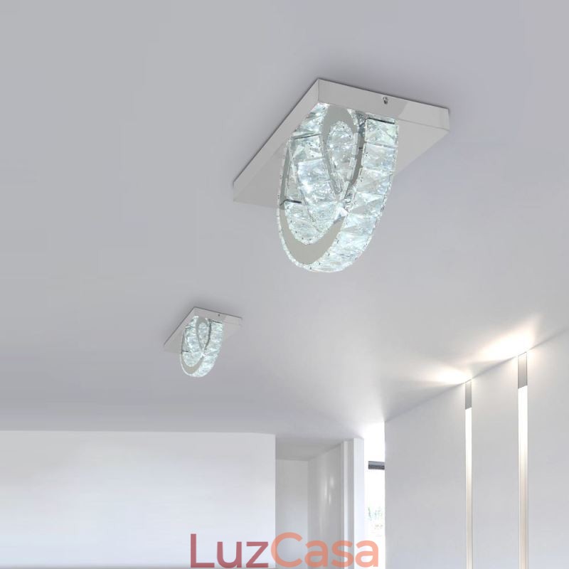 Luminária de teto de cristal semi-anel embutida