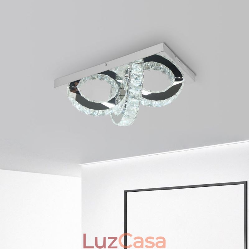 Luminária de teto de cristal semi-anel embutida