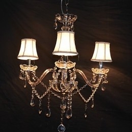 Lustre moderno esplêndido de 3 luzes com braço de cristal
