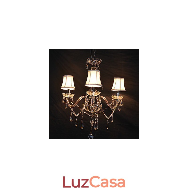 Lustre moderno esplêndido de 3 luzes com braço de cristal
