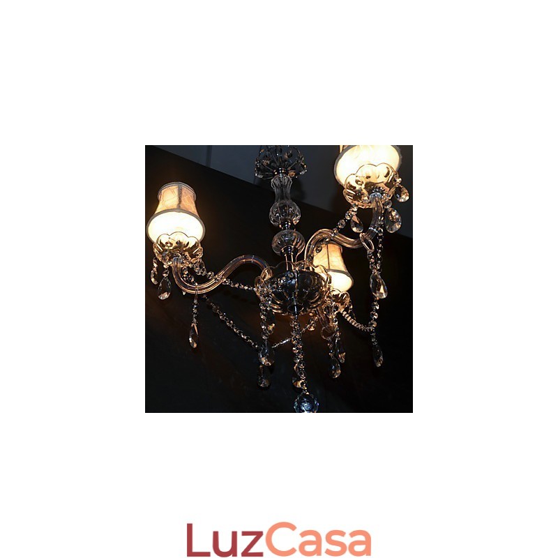 Lustre moderno esplêndido de 3 luzes com braço de cristal