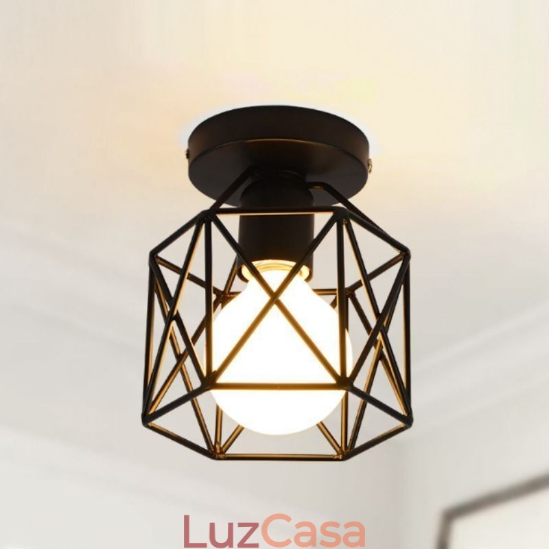 Luminária de teto embutida em gaiola de metal