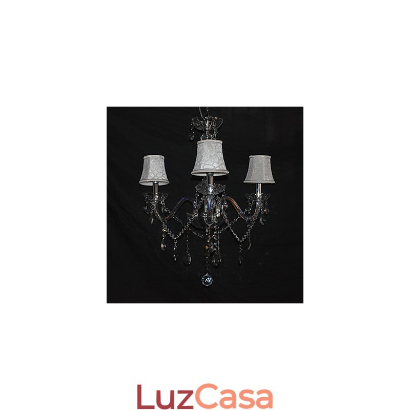 Lustre moderno esplêndido de 3 luzes com braço de cristal