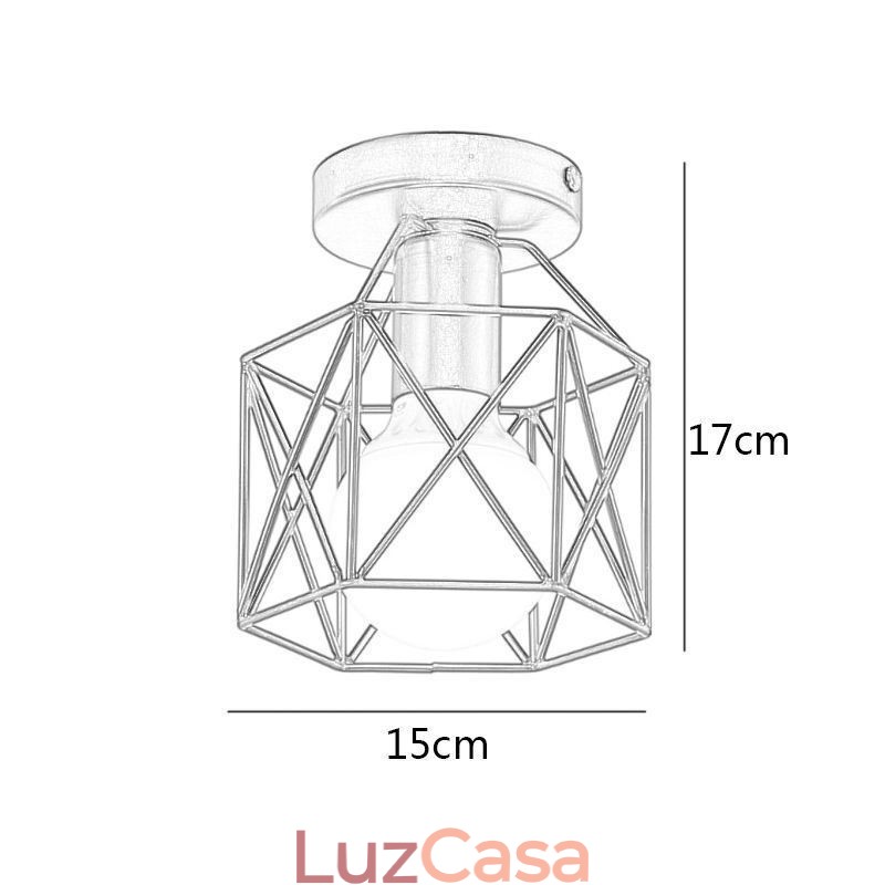 Luminária de teto embutida em gaiola de metal