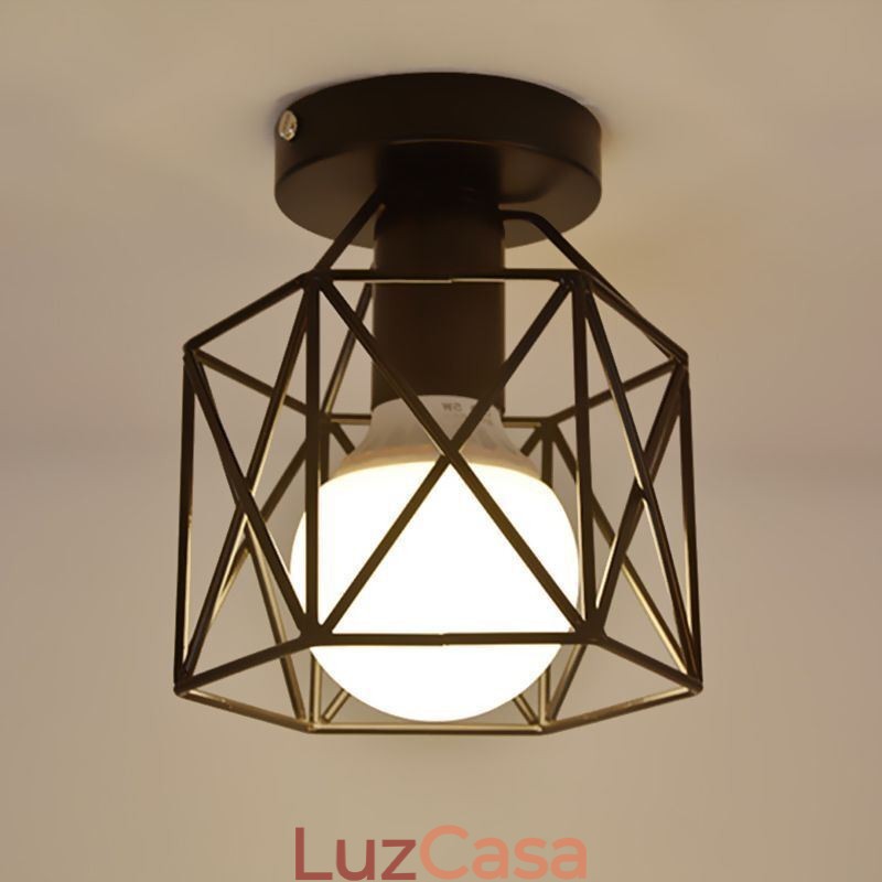Luminária de teto embutida em gaiola de metal