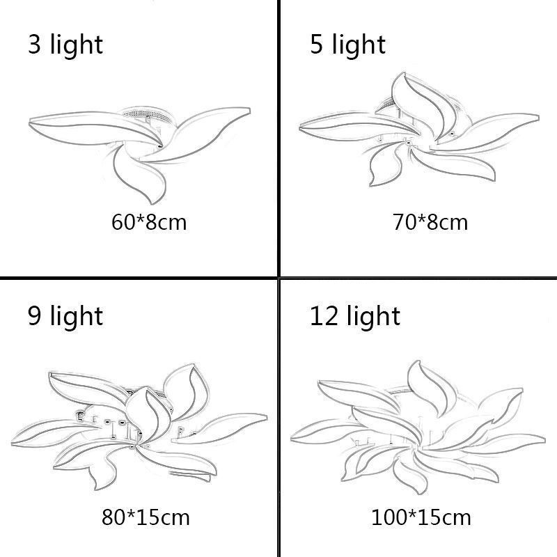 Luminária de teto embutida em formato de pétala acrílica