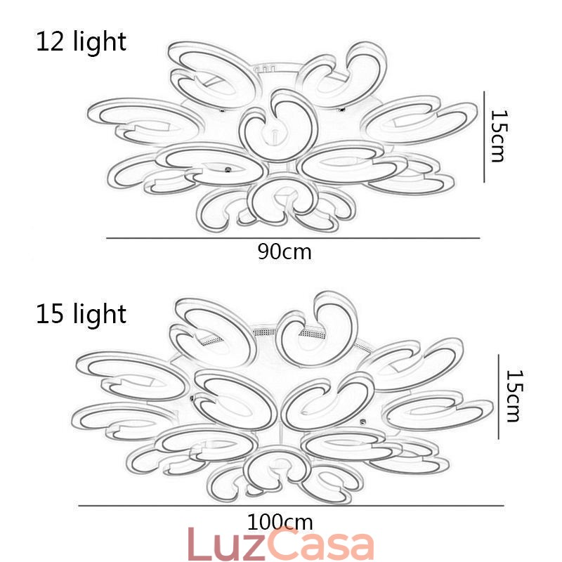 Luminária de teto embutida em formato de pétala