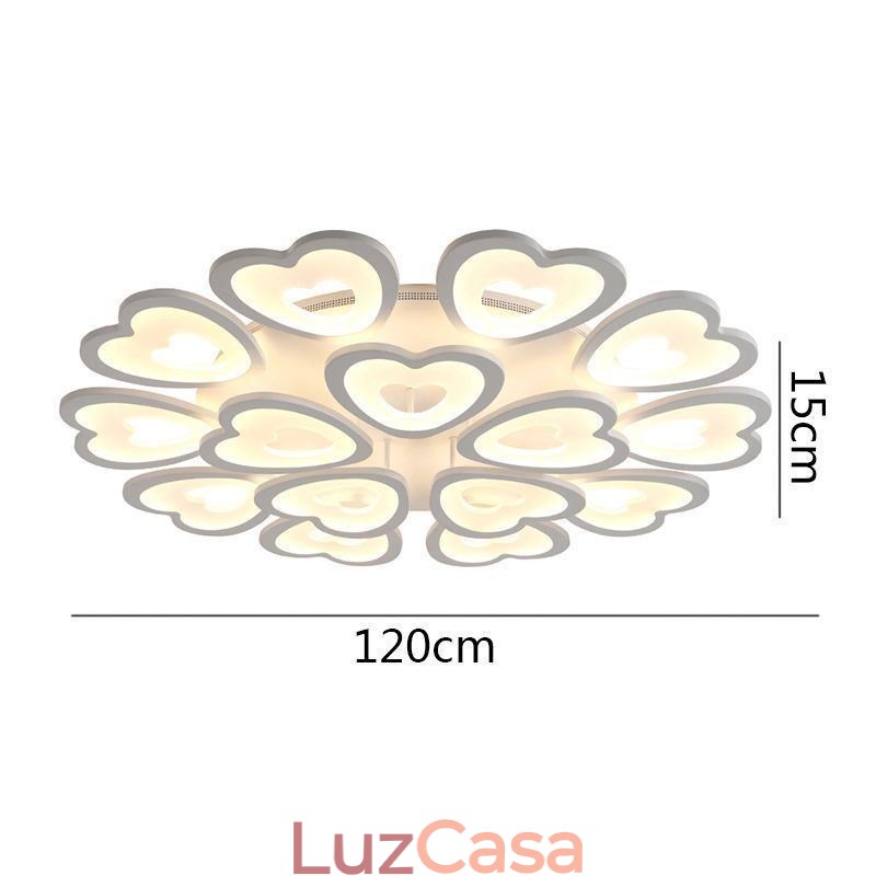 Luminária de teto em formato de pétala em formato de coração embutida