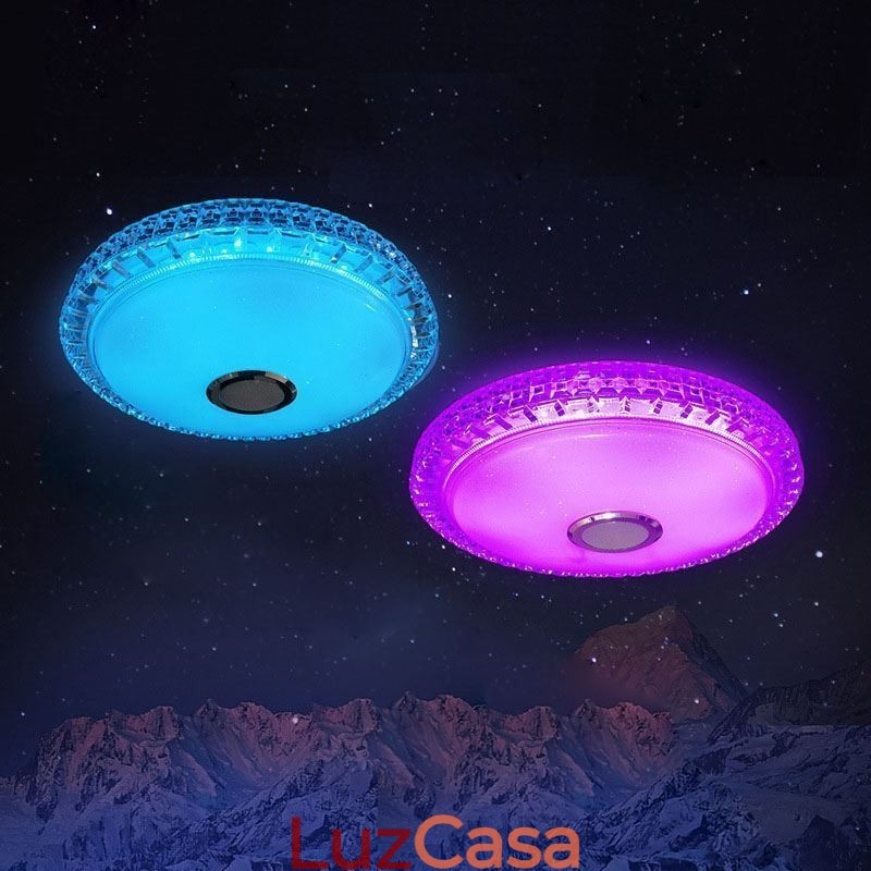 Luminária de teto embutida com controle remoto por aplicativo Bluetooth Music Speaker Light
