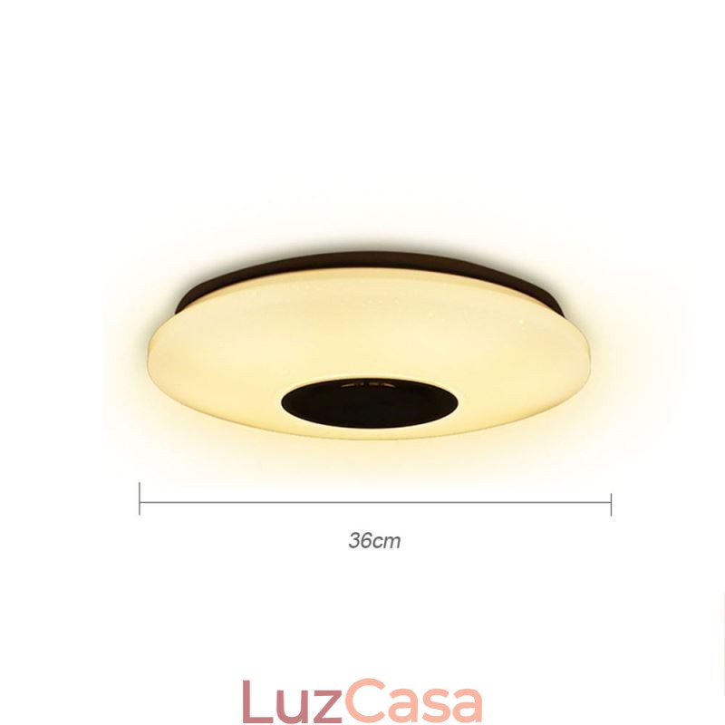 Luminária de teto colorida embutida com função de temporização de alto-falante musical Bluetooth