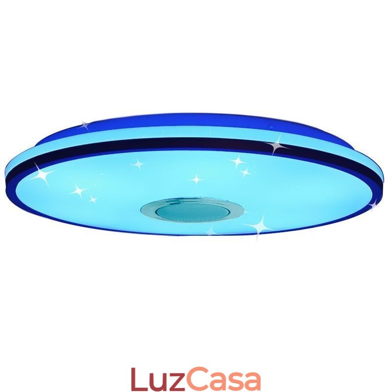 Luminária de teto colorida embutida com função de temporização de alto-falante musical Bluetooth