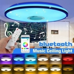 Luminária de teto colorida embutida com função de temporização de alto-falante musical Bluetooth