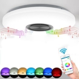 Luminária decorativa embutida com controle remoto por aplicativo, lâmpada com alto-falante musical Bluetooth