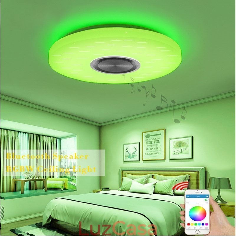 Luminária decorativa embutida com controle remoto por aplicativo, lâmpada com alto-falante musical Bluetooth