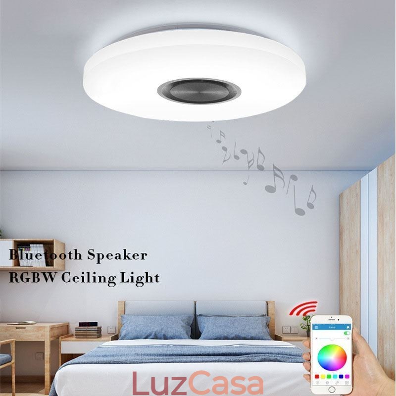 Luminária decorativa embutida com controle remoto por aplicativo, lâmpada com alto-falante musical Bluetooth