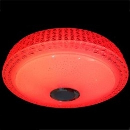 Luminária de teto decorativa com controle remoto por aplicativo Bluetooth, alto-falante musical, montagem embutida