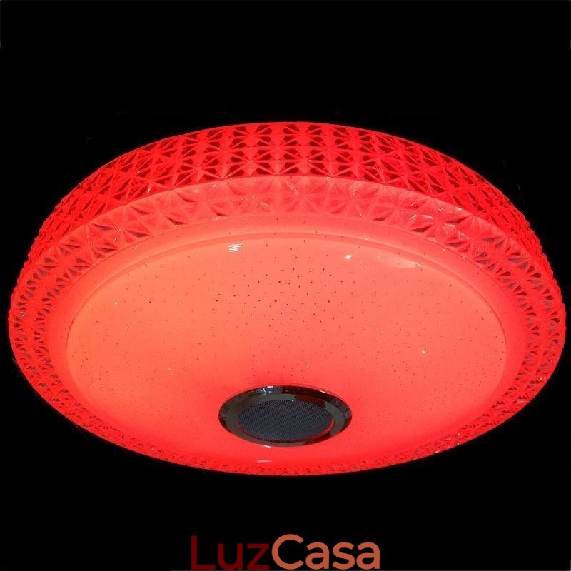 Luminária de teto decorativa com controle remoto por aplicativo Bluetooth, alto-falante musical, montagem embutida