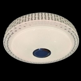 Luminária de teto decorativa com controle remoto por aplicativo Bluetooth, alto-falante musical, montagem embutida