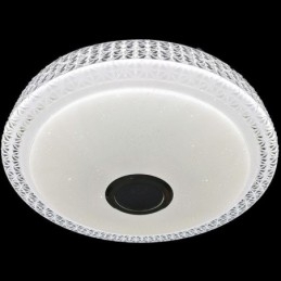 Luminária de teto decorativa com controle remoto por aplicativo Bluetooth, alto-falante musical, montagem embutida