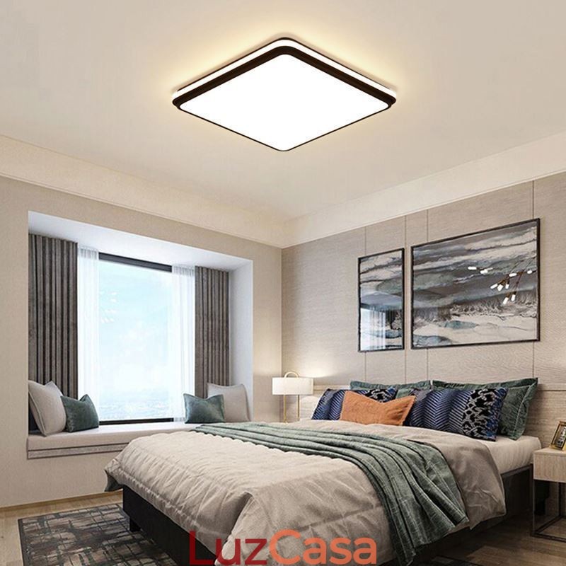 Luminária de teto quadrada minimalista embutida, iluminação acrílica moderna
