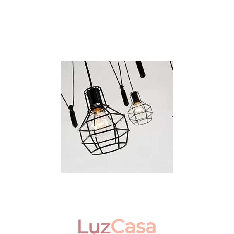 Lustre de jantar sentado, lâmpadas e lanternas americanas, gaiolas minúsculas, droplight