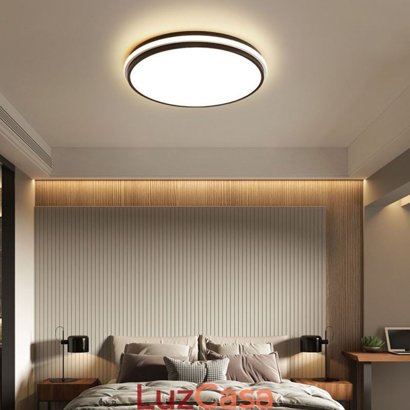 Luminária de teto circular minimalista embutida, iluminação acrílica moderna
