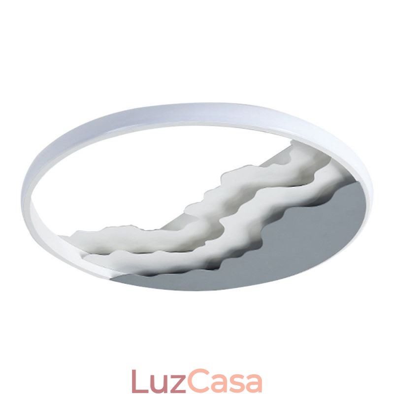 Luminária de teto acrílica redonda embutida em formato de onda única