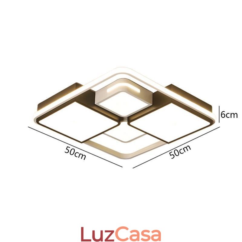 Luminária de teto moderna embutida em acrílico quadrado preto e branco