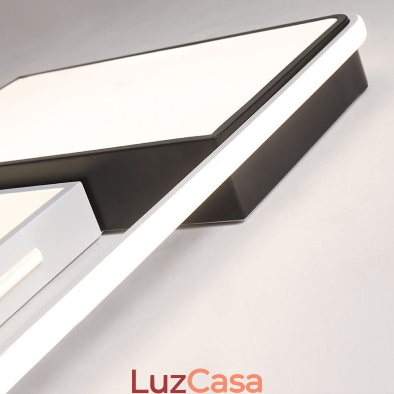 Luminária de teto moderna embutida em acrílico quadrado preto e branco