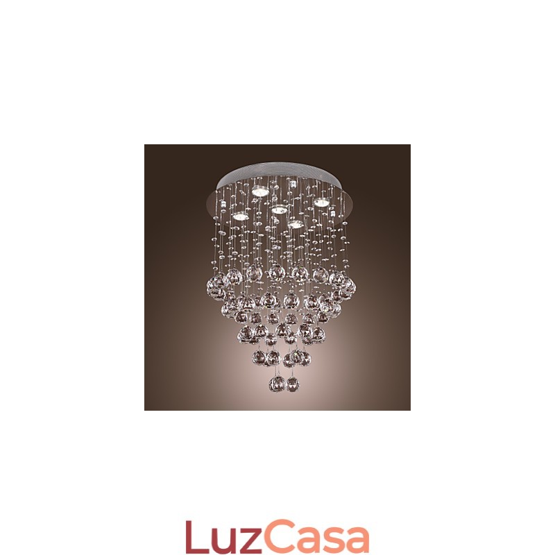 Lustre de Cristal com 5 luzes Design (Cristal K9)