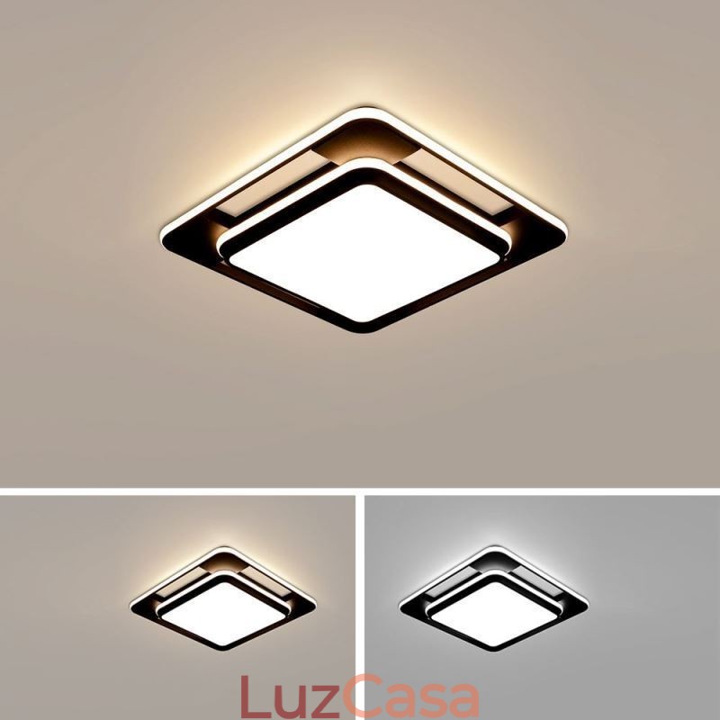 Iluminação de teto quadrada moderna e minimalista embutida