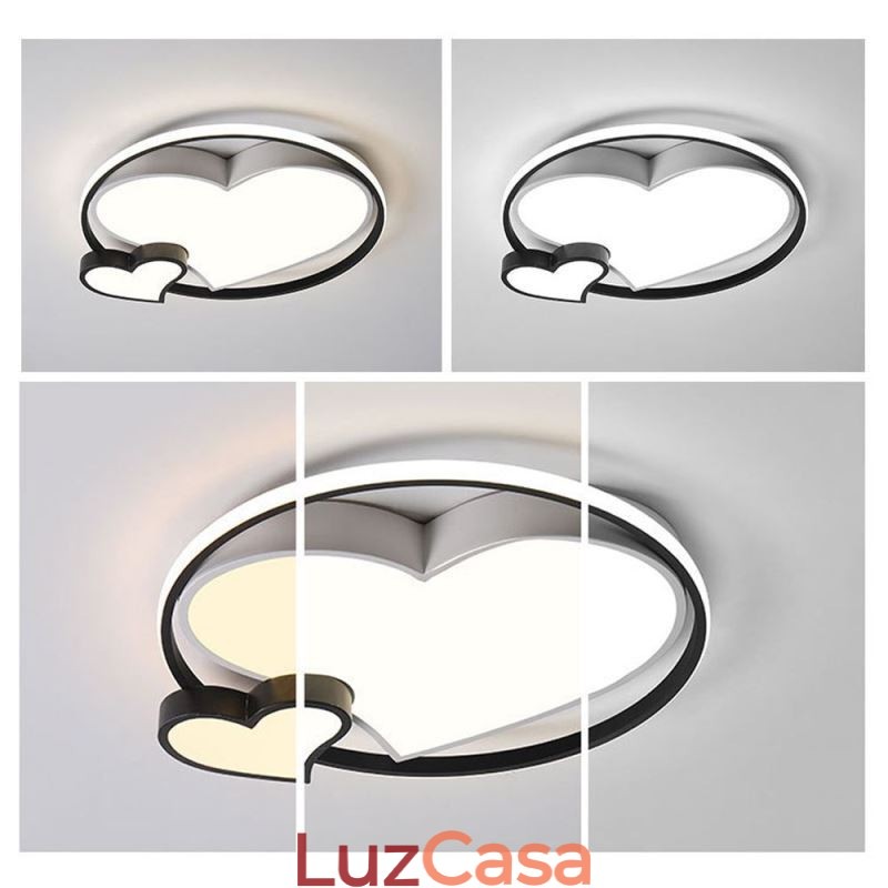 Luminária de teto embutida Double Hearts Iluminação decorativa