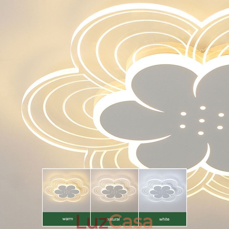 Linda luminária de teto embutida em formato de pétala, luz acrílica minimalista