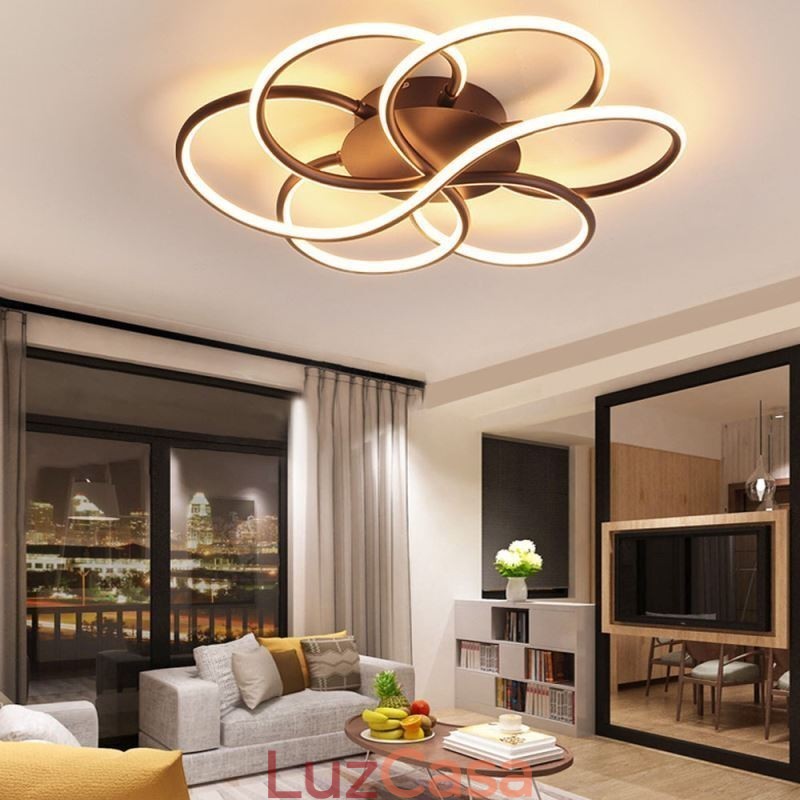 Luminária de teto linear embutida com design moderno de flores