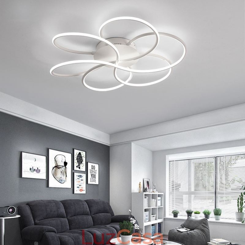 Luminária de teto linear embutida com design moderno de flores