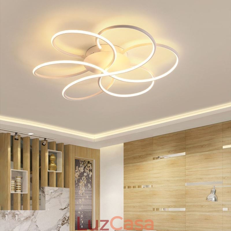 Luminária de teto linear embutida com design moderno de flores