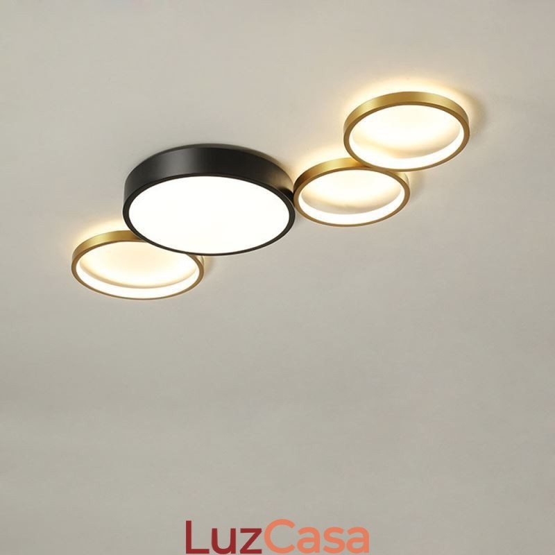 4 anéis de montagem embutida luz de teto exclusivo preto + ouro abajur iluminação
