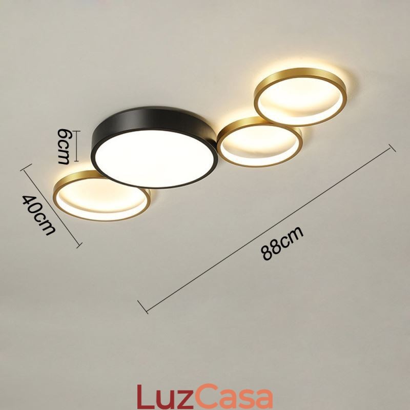 4 anéis de montagem embutida luz de teto exclusivo preto + ouro abajur iluminação