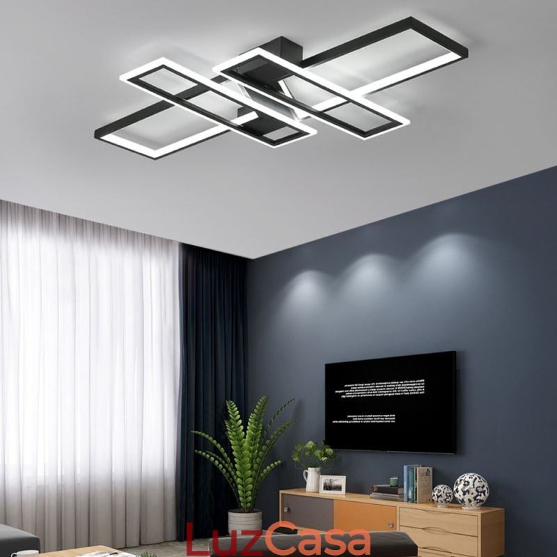Luminária de teto embutida de 4 luzes, luminária decorativa geométrica linear moderna