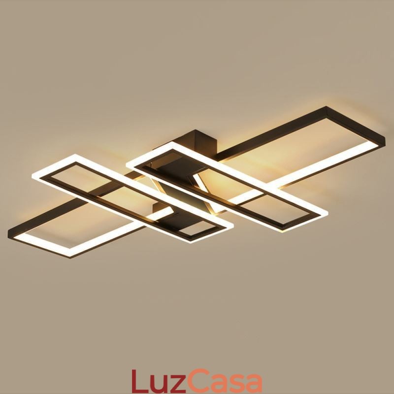 Luminária de teto embutida de 4 luzes, luminária decorativa geométrica linear moderna