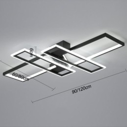 Luminária de teto embutida de 4 luzes, luminária decorativa geométrica linear moderna