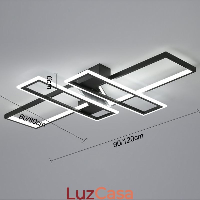 Luminária de teto embutida de 4 luzes, luminária decorativa geométrica linear moderna