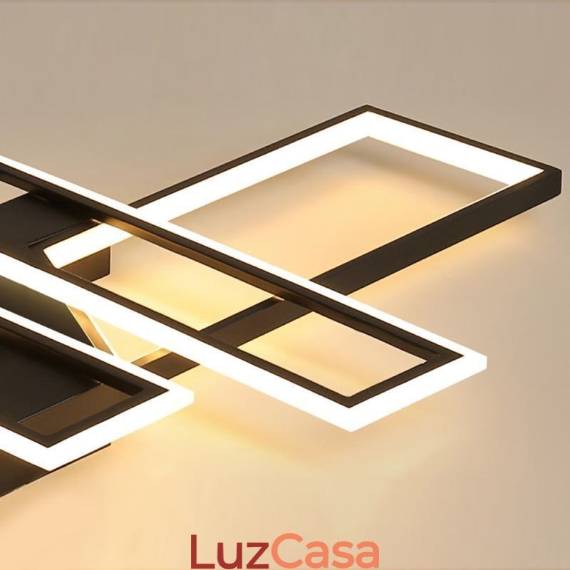 Luminária de teto embutida de 4 luzes, luminária decorativa geométrica linear moderna
