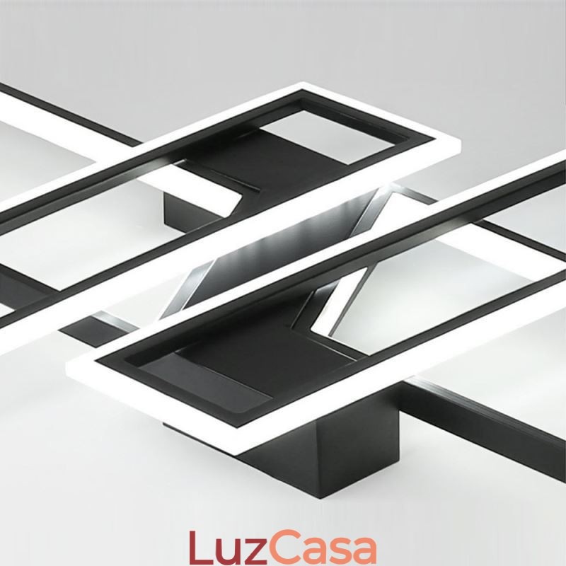 Luminária de teto embutida de 4 luzes, luminária decorativa geométrica linear moderna